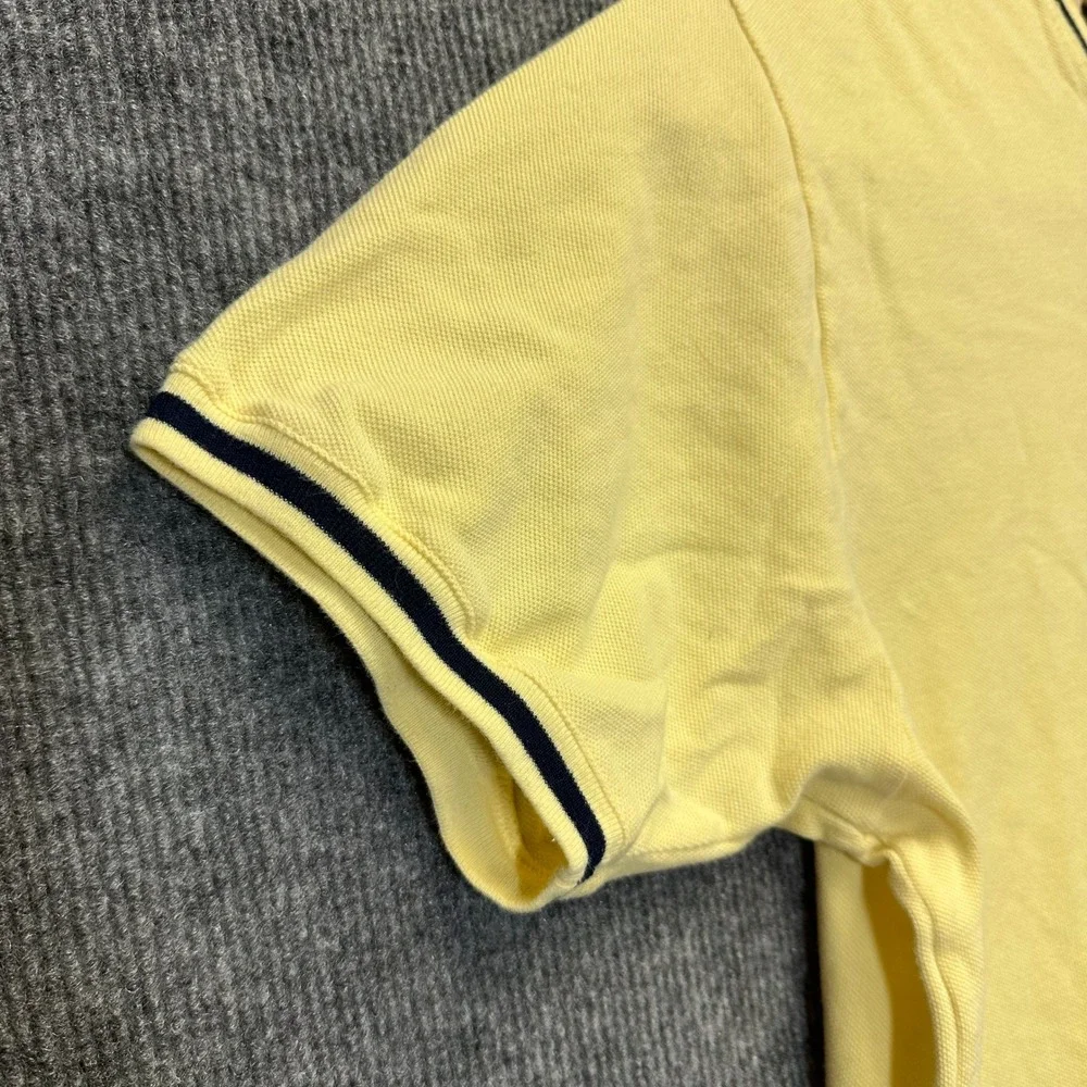 Polo Ralph Lauren Mens XL Yellow Pique V-Neck T-Shirt Navy Stripe Trim Cotton